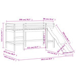 vidaXL Lit mezzanine enfants avec rideaux sans matelas 90x200cm