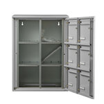 Bloc collectif Leabox 2x3  grade 3  simple face  extérieur  fixation murale  gris clair ral 7035 finition brillante