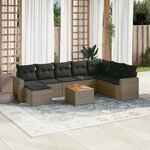 vidaXL Salon de jardin 9 Pièces avec coussins gris résine tressée