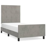 vidaXL Cadre de lit avec tête de lit Gris clair 90x190 cm Velours