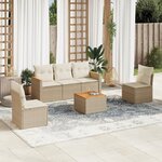 vidaXL Salon de jardin avec coussins 6 Pièces beige résine tressée