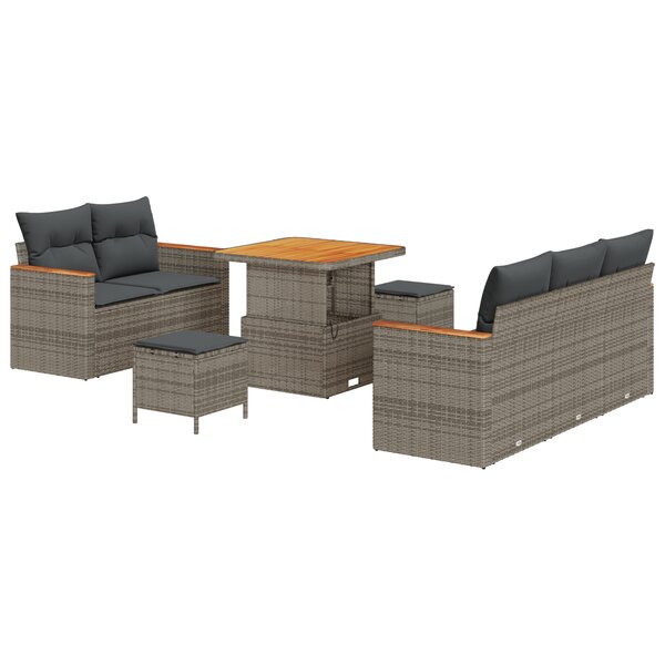 Canapé de jardin vidaXL 8 pièces avec coussins gris poly rotin