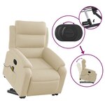vidaXL Fauteuil inclinable de massage Crème Tissu