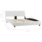 Vidaxl cadre de lit blanc similicuir 135x190 cm