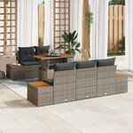 Ensemble de canapé de jardin 6 pièces avec coussins gris en poly rotin