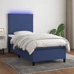 vidaXL Sommier à lattes de lit avec matelas et LED Bleu 90x190cm Tissu