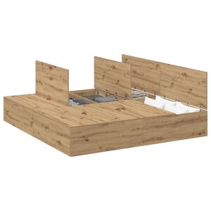Cadre de lit de rangement vidaXL Chêne Artisanal 200x200 cm