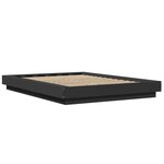 vidaXL Cadre de lit avec lumières LED noir 135x190 cm bois ingénierie