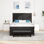 vidaXL Lit à ressorts avec matelas et banc noir 140x190 cm en velours