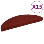 vidaXL Tapis d'escalier auto-adhésif Poinçon aiguilleté 15 Pièces Rouge