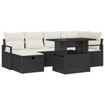 Ensemble de Canapés de Jardin 7 Pièces avec Coussins Rattan Noir