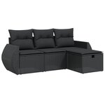 vidaXL Salon de jardin 4 Pièces avec coussins noir résine tressée