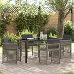 vidaXL Ensemble de salle à manger de jardin 5 pièces avec coussins gris