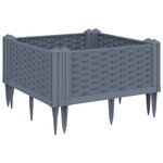 vidaXL Jardinière avec piquets gris 42 5x42 5x28 5 cm PP
