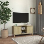vidaXL Meuble TV avec pieds en bois massif Chêne sonoma 103 5x35x50 cm
