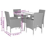 vidaXL Ensemble à manger de jardin et coussins 5 Pièces gris rotin verre