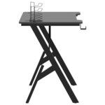 Bureau table poste de travail meuble d'ordinateur informatique étude de jeu avec pieds en forme de Y 90 x 60 x 75 cm noir 02_0023772