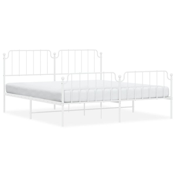 vidaXL Cadre de lit métal avec tête de lit/pied de lit blanc 180x200cm