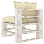 vidaXL Canapé palette de milieu de jardin avec coussins crème Bois
