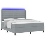 vidaXL Lit avec sommier à ressorts et matelas & éclairage LED Gris clair 180x200 cm Tissu