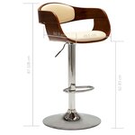 vidaXL Chaises de bar lot de 2 crème bois courbé et similicuir