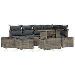 vidaXL Ensemble de canapé de jardin 7 pièces avec coussins gris en poly rotin