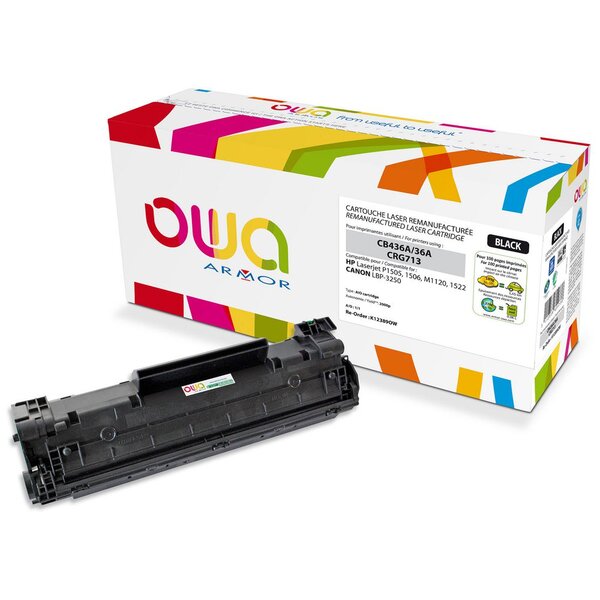 Toner d'encre remanufacturé, compatible pour HP 36A CB436A - Noir
