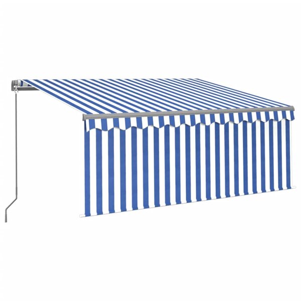 vidaXL Auvent manuel rétractable et store et LED 3x2 5 m Bleu et blanc