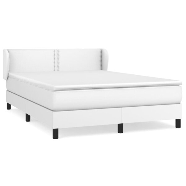 vidaXL Sommier à lattes de lit avec matelas Blanc 140x190cm Similicuir