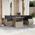 vidaXL Salon de jardin avec coussins 7 Pièces gris clair résine tressée