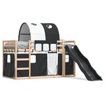 vidaXL Lit superposé sans matelas avec toboggan blanc noir 90x190 cm