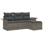 vidaXL Ensemble de canapés de jardin de 4 pièces avec coussins gris en poly rotin