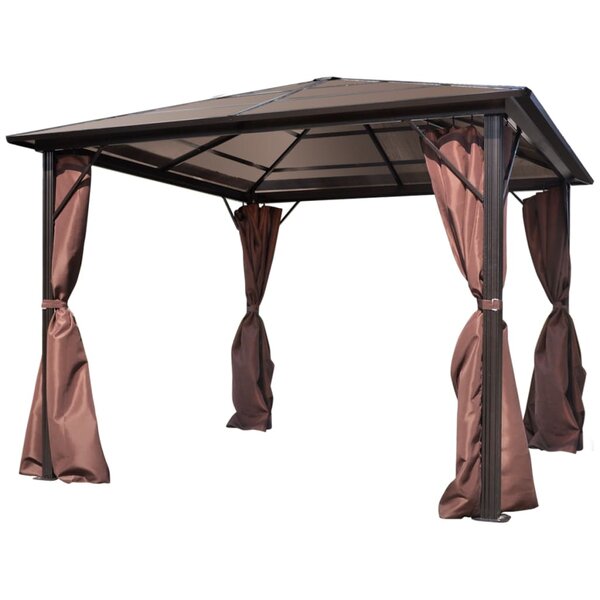 vidaXL Belvédère avec rideau Marron Aluminium 300 x 300 cm
