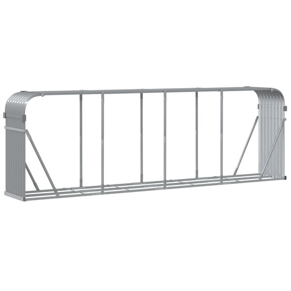 vidaXL Porte-bûches gris clair 300x45x100 cm acier galvanisé