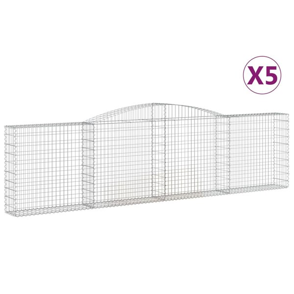 vidaXL Paniers à gabions arqués 5 Pièces 400x30x100/120 cm Fer galvanisé