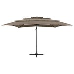 vidaXL Parasol de jardin à 4 niveaux avec mât en aluminium taupe