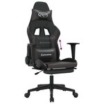 vidaXL Chaise de jeu avec repose-pied Noir et gris Similicuir