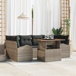 Ensemble de canapé de jardin de 7 pièces avec coussins gris en poly rotin
