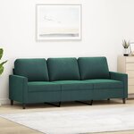 vidaXL Canapé à 3 places Vert foncé 180 cm Velours