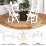 Lot de 2 chaises pliantes en résine chaises de jardin portables avec siège rembourré cadre en résine avec capacité statique de 500 kg blanc 20_0008755