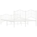 vidaXL Cadre de lit métal sans matelas et pied de lit blanc 140x190 cm