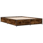 vidaXL Cadre de lit chêne fumé 140x190 cm bois d'ingénierie et métal