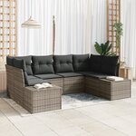 vidaXL Ensemble de Canapé de Jardin 6 Pièces avec Coussins Gris Rattan Poly
