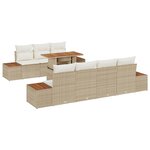 Canapé de Jardin de 8 pièces avec Coussins Beige en Rotin