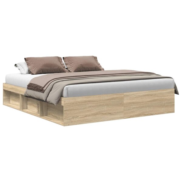 vidaXL Cadre de lit sans matelas chêne sonoma 200x200 cm