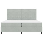 Lit avec sommier à ressorts et matelas LED gris clair 200x200 cm en velours