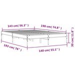 vidaXL Cadre de lit sans matelas chêne fumé 140x190 cm