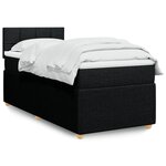 vidaXL Sommier à lattes de lit avec matelas Noir 90x200 cm Tissu