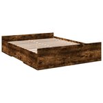 vidaXL Cadre de lit et tiroirs chêne fumé 150x200 cm bois d'ingénierie