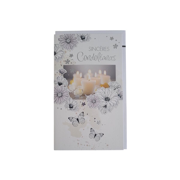 Carte De Voeux - Condoléances - Sincères Condoléances - Bougies Fleurs